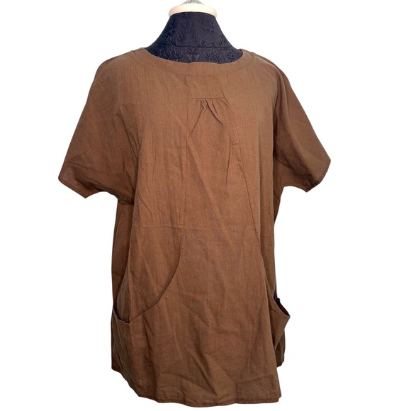 MISSLOOK Plus Size Brown Pocket Blouse - Picture 1 of 11